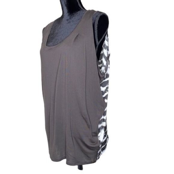Guess Flowy Draped Sleeveless Animal Print Relaxed Fit Blouse Size L Sheer - Picture 2 of 7